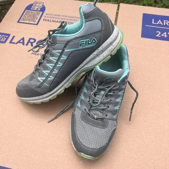 Fila Evergrand Trail 21.5 Walking Shoes Womens size 11 Grey Teal - Picture 9 of 10